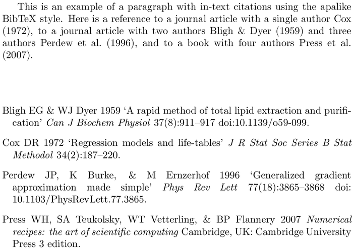 BibTeX ajl bibliography style example with in-text references and bibliography