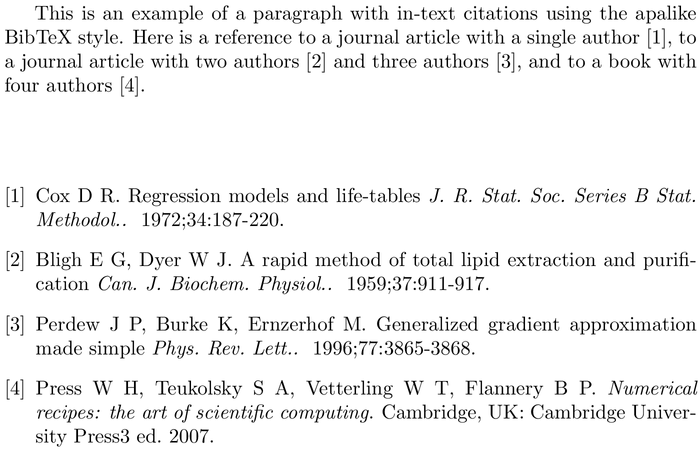 BibTeX ama bibliography style example with in-text references and bibliography