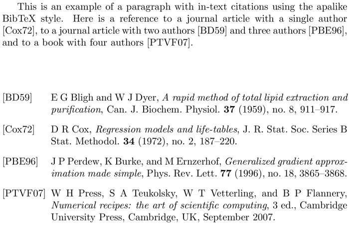 BibTeX amsalpha bibliography style example with in-text references and bibliography