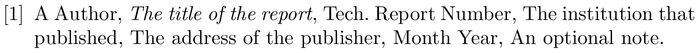 amsplain: example of a bibliography item for an techreport entry