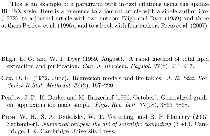 BibTeX chicagoa bibliography style example with in-text references and bibliography