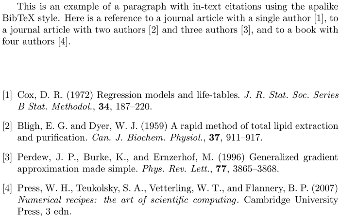BibTeX cj bibliography style example with in-text references and bibliography