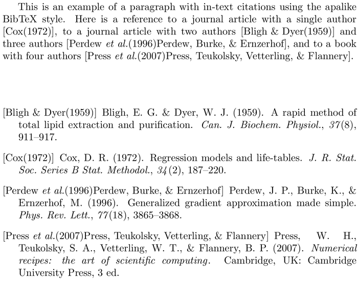 BibTeX decsci bibliography style example with in-text references and bibliography