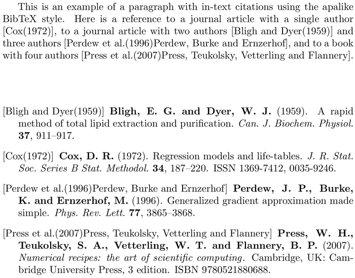 BibTeX development bibliography style example with in-text references and bibliography