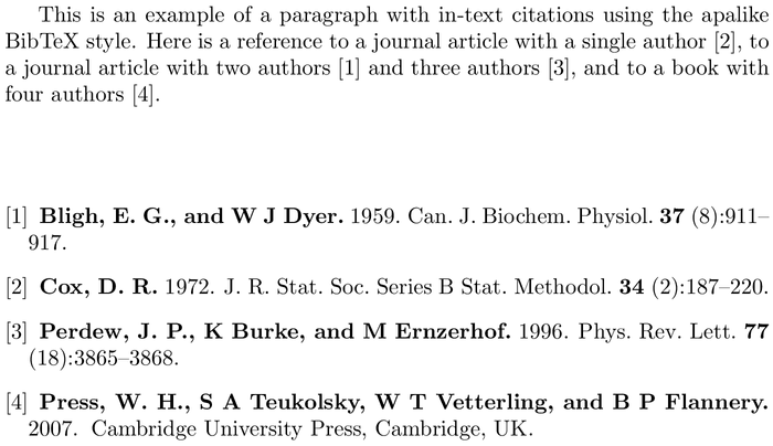 BibTeX jbact bibliography style example with in-text references and bibliography