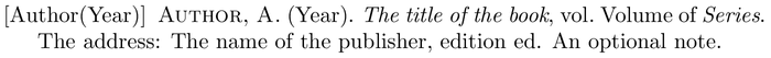 jtbnew: example of a bibliography item for a book entry