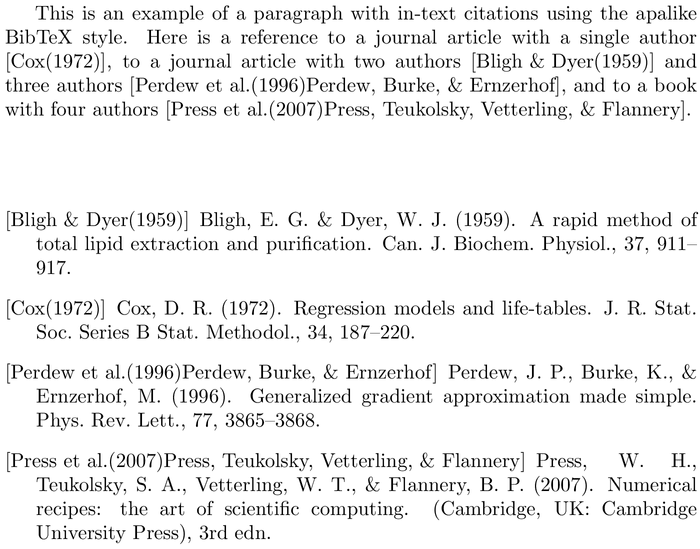 BibTeX neuron bibliography style example with in-text references and bibliography