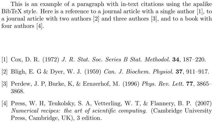 BibTeX pnas bibliography style example with in-text references and bibliography