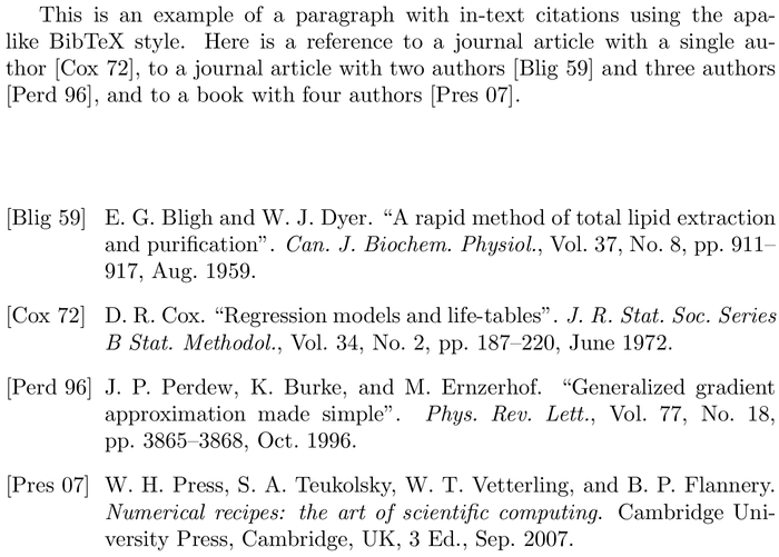 BibTeX wmaainf bibliography style example with in-text references and bibliography