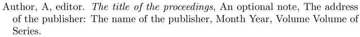 mla: example of a bibliography item for an proceedings entry