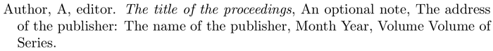 mlaa: example of a bibliography item for an proceedings entry