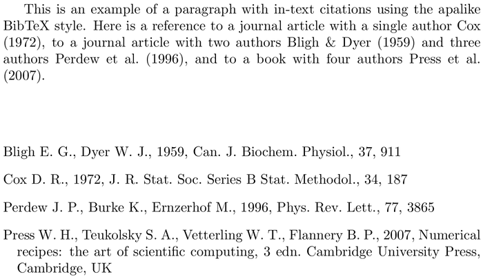 BibTeX mnras bibliography style example with in-text references and bibliography