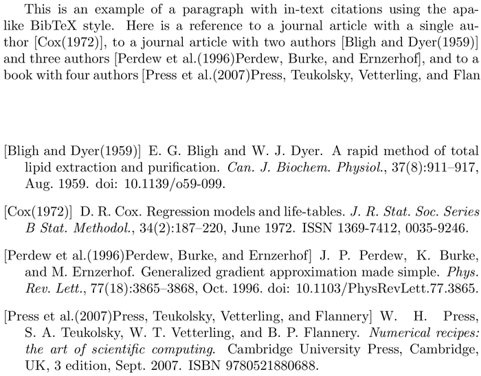 BibTeX abbrvnat bibliography style example with in-text references and bibliography