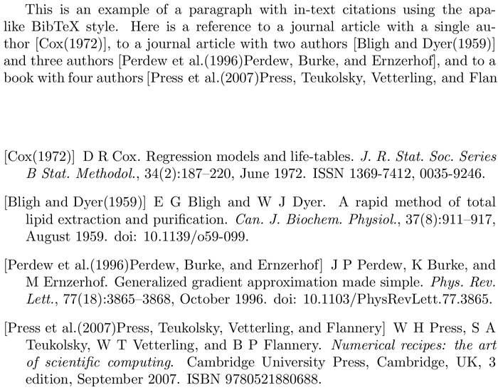 BibTeX unsrtnat bibliography style example with in-text references and bibliography