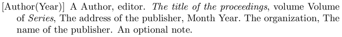 chronoplainnm: example of a bibliography item for an proceedings entry