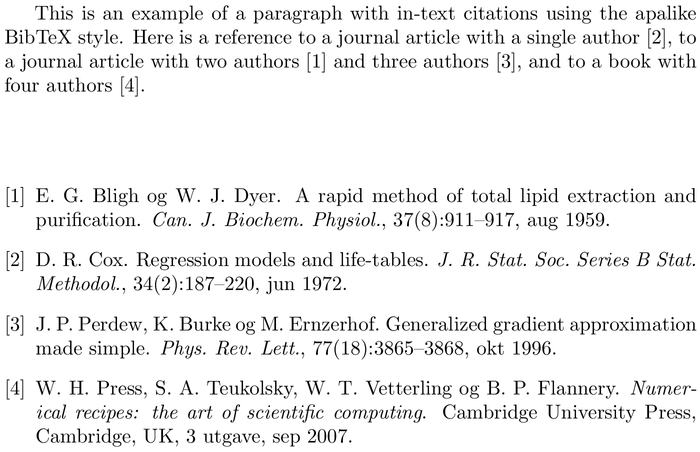 BibTeX norabbrv bibliography style example with in-text references and bibliography
