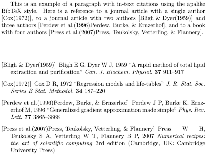 BibTeX perception bibliography style example with in-text references and bibliography