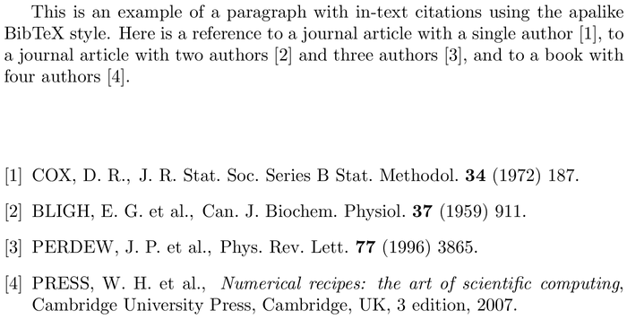 BibTeX iaea bibliography style example with in-text references and bibliography