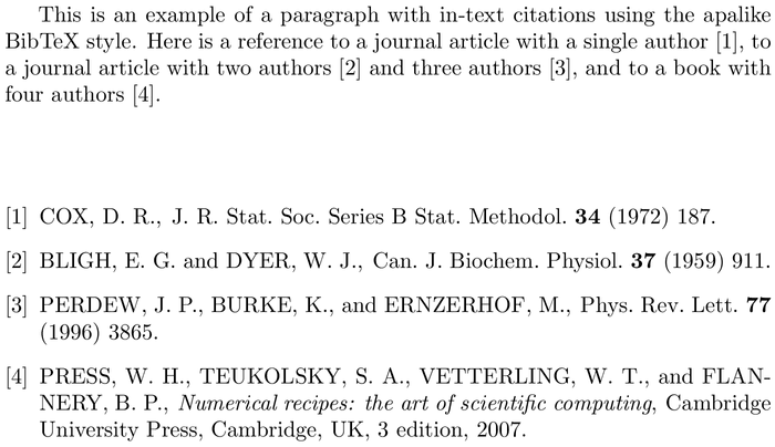 BibTeX nf bibliography style example with in-text references and bibliography
