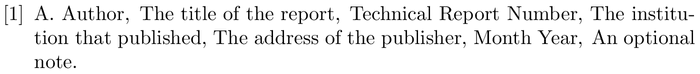 report: example of a bibliography item for an techreport entry