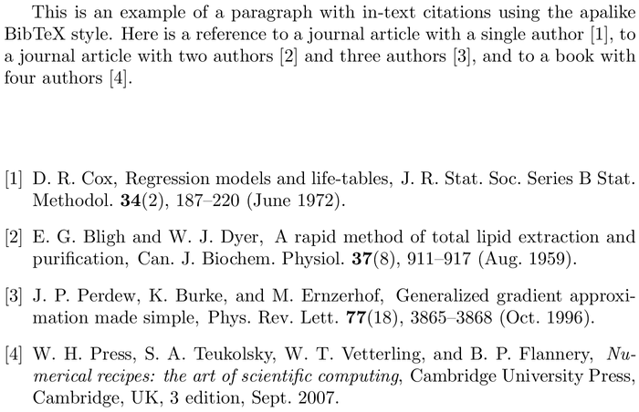 BibTeX report bibliography style example with in-text references and bibliography