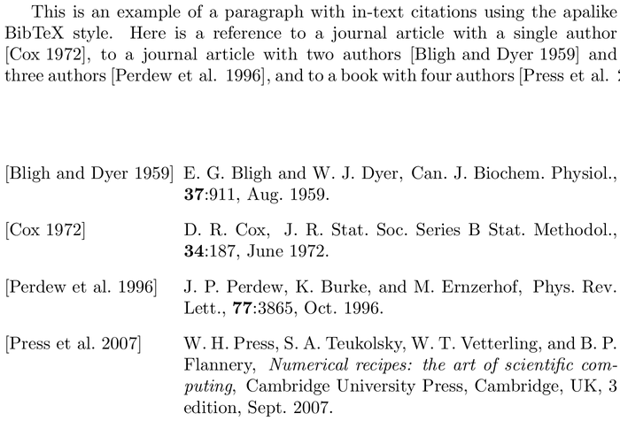 BibTeX rmp bibliography style example with in-text references and bibliography