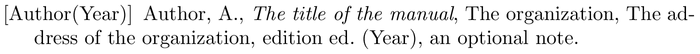 aipauth4-1: example of a bibliography item for an manual entry