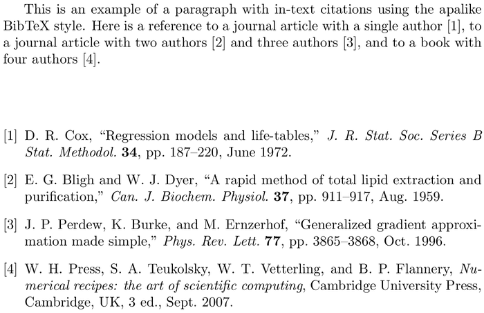BibTeX spiebib bibliography style example with in-text references and bibliography