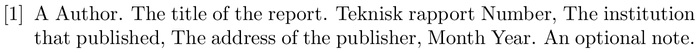 sweunsrt: example of a bibliography item for an techreport entry