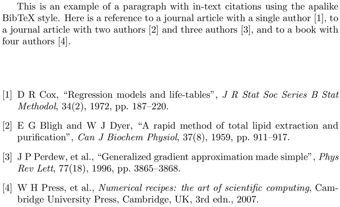 BibTeX tufte bibliography style example with in-text references and bibliography
