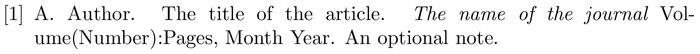 tugboat: example of a bibliography item for an article entry