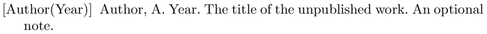 mybibstyle: example of a bibliography item for an unpublished entry