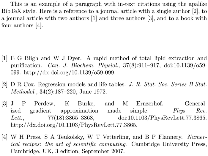 BibTeX plainurl bibliography style example with in-text references and bibliography
